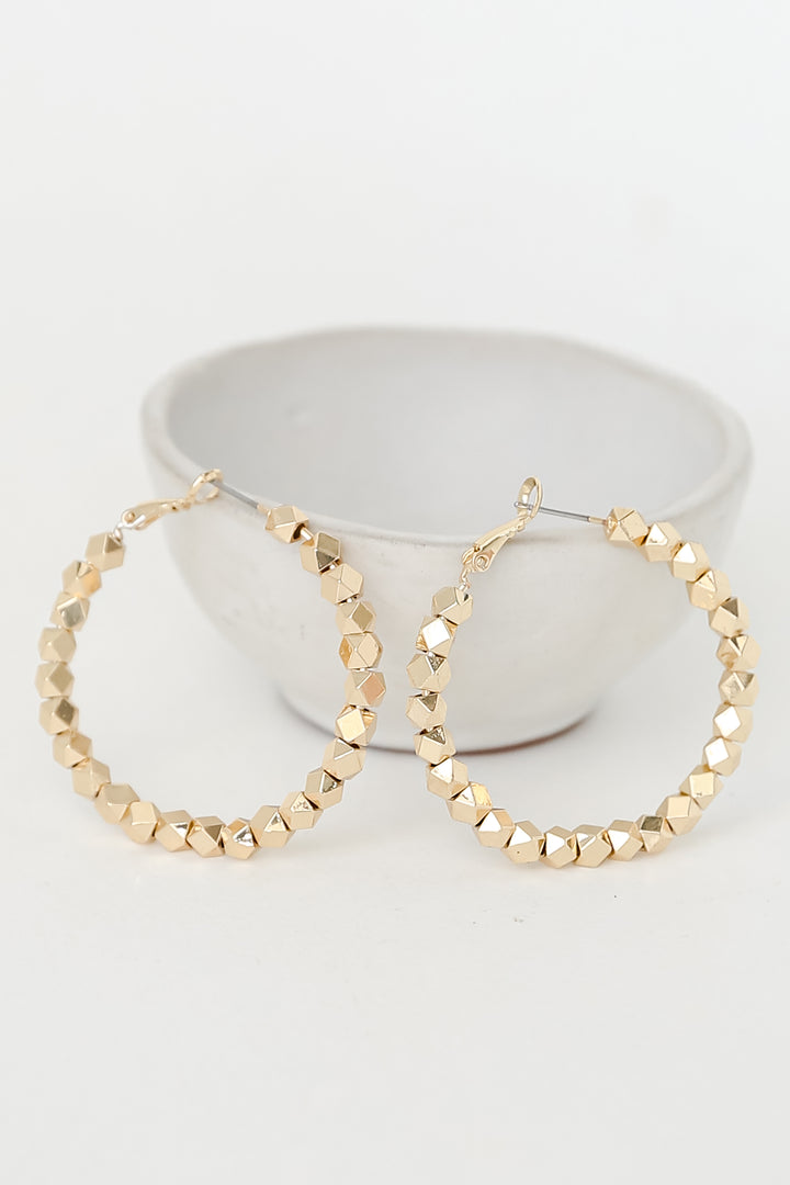 Gold Beaded Hoop Earrings