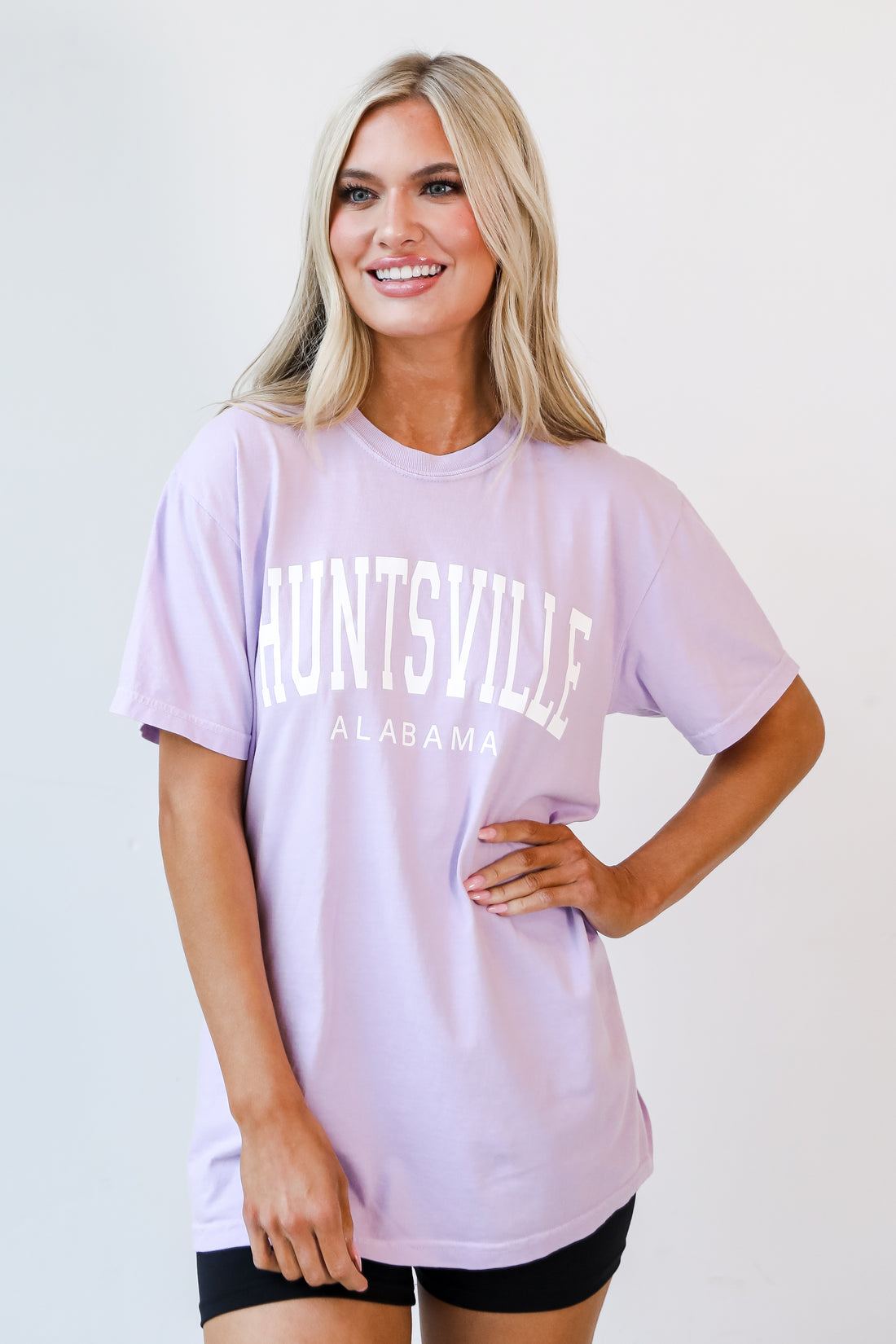 Lavender Huntsville Alabama Tee on model