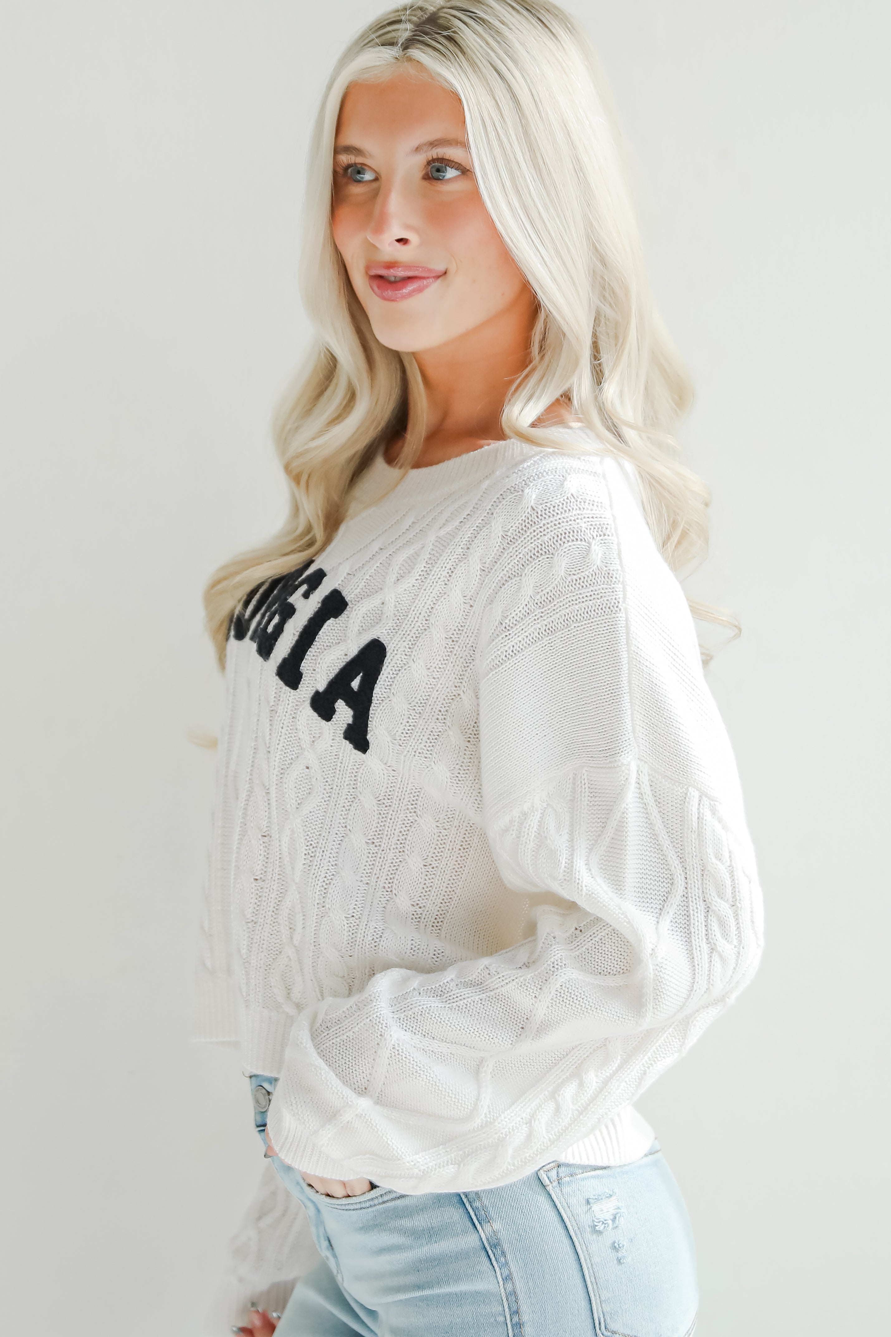 Ivory Georgia Cable Knit Sweater