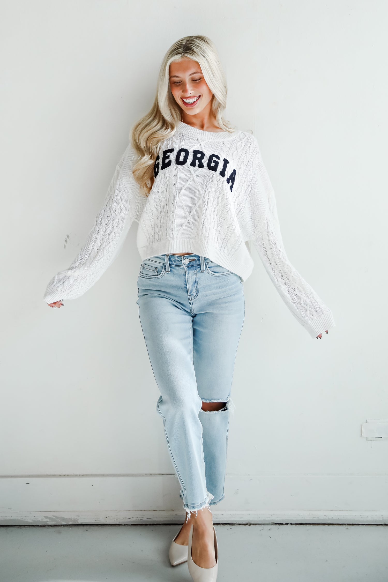 Ivory Georgia Cable Knit Sweater