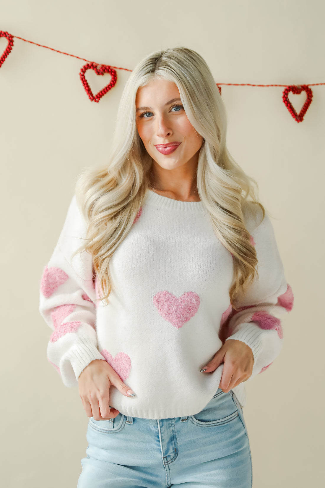 Serene Sweetness Ivory Heart Sweater