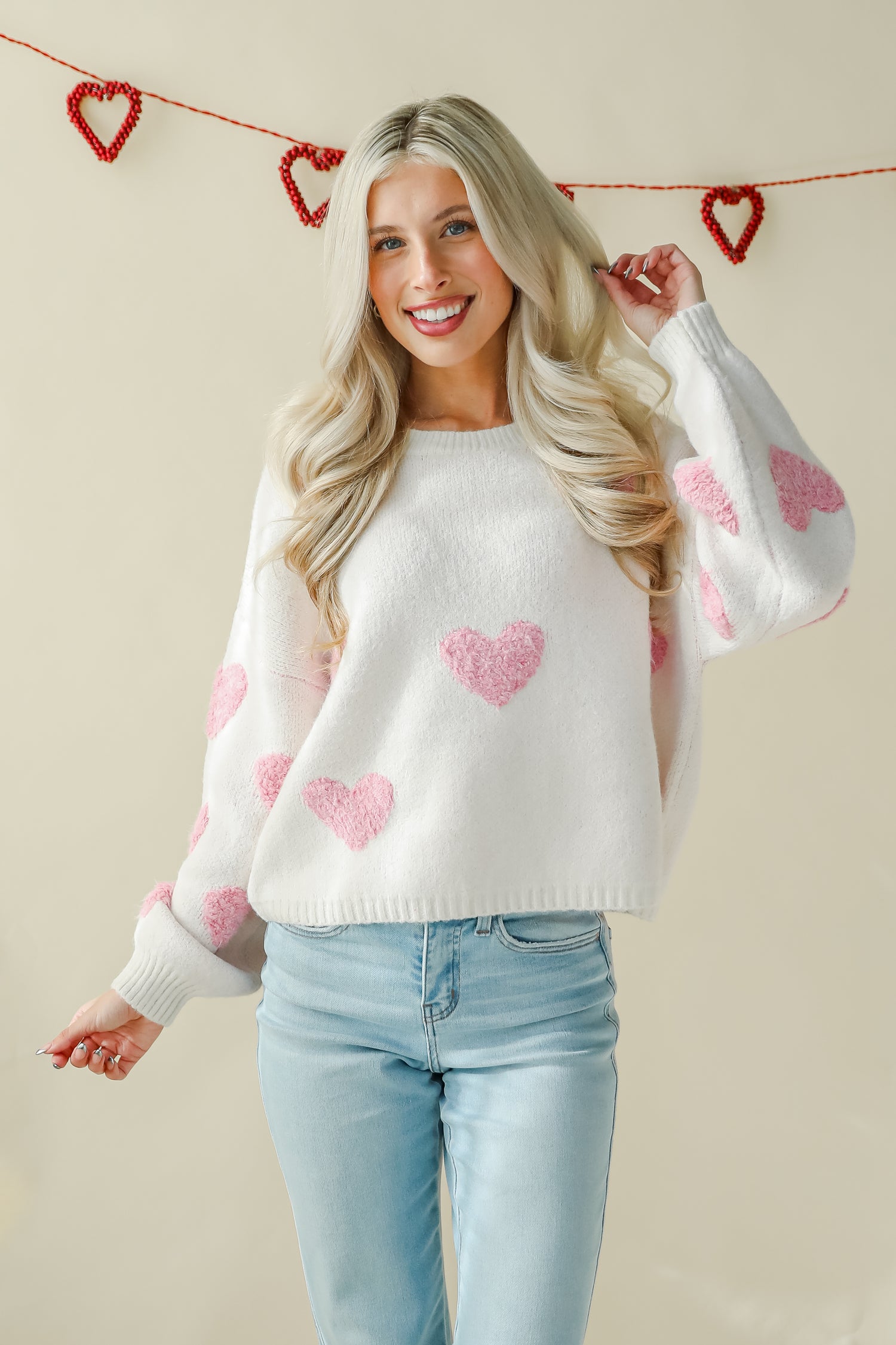 Serene Sweetness Ivory Heart Sweater