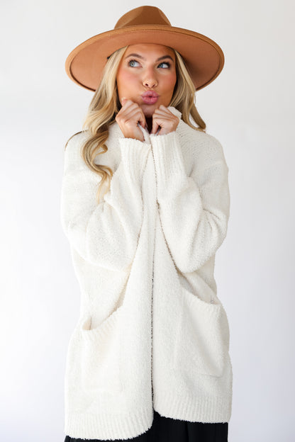 cozy white cardigan