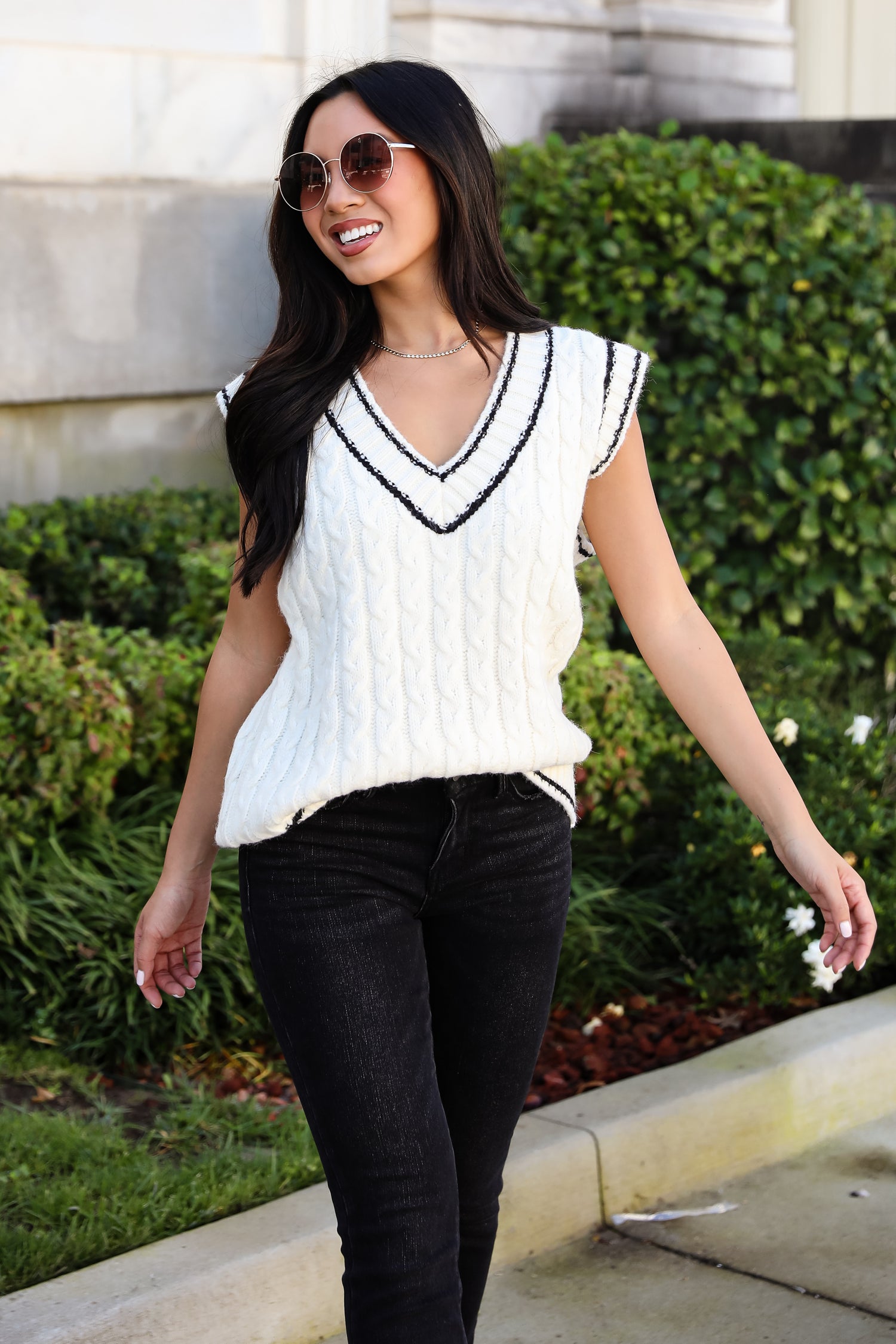 Posh Scholar Cable Knit Sweater Vest