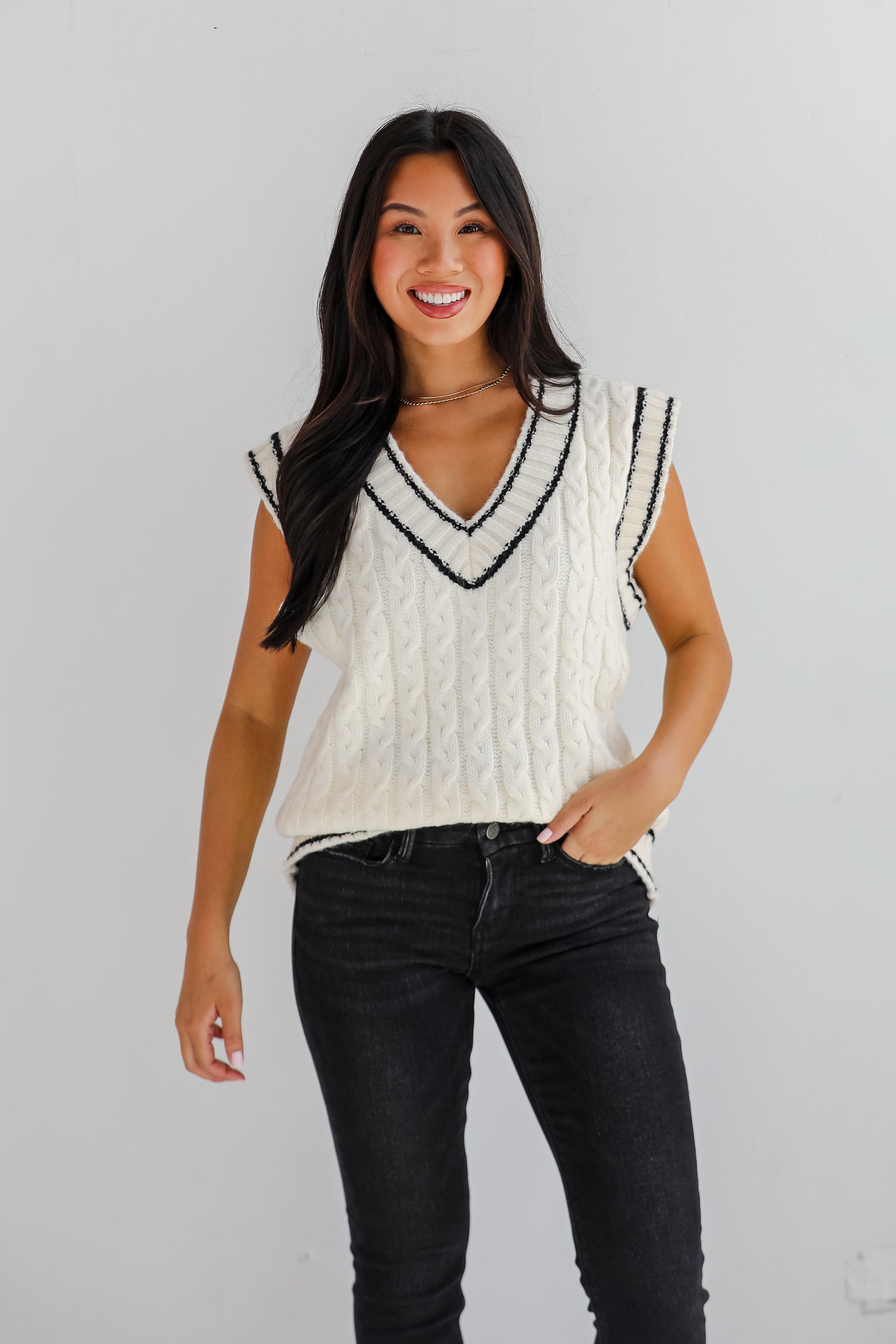 Posh Scholar Cable Knit Sweater Vest