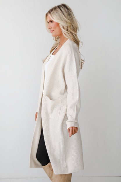 Memorably Charming Ivory Longline Sweater Cardigan