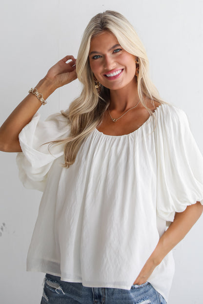 Classic Moment Off White Puff Sleeve Blouse