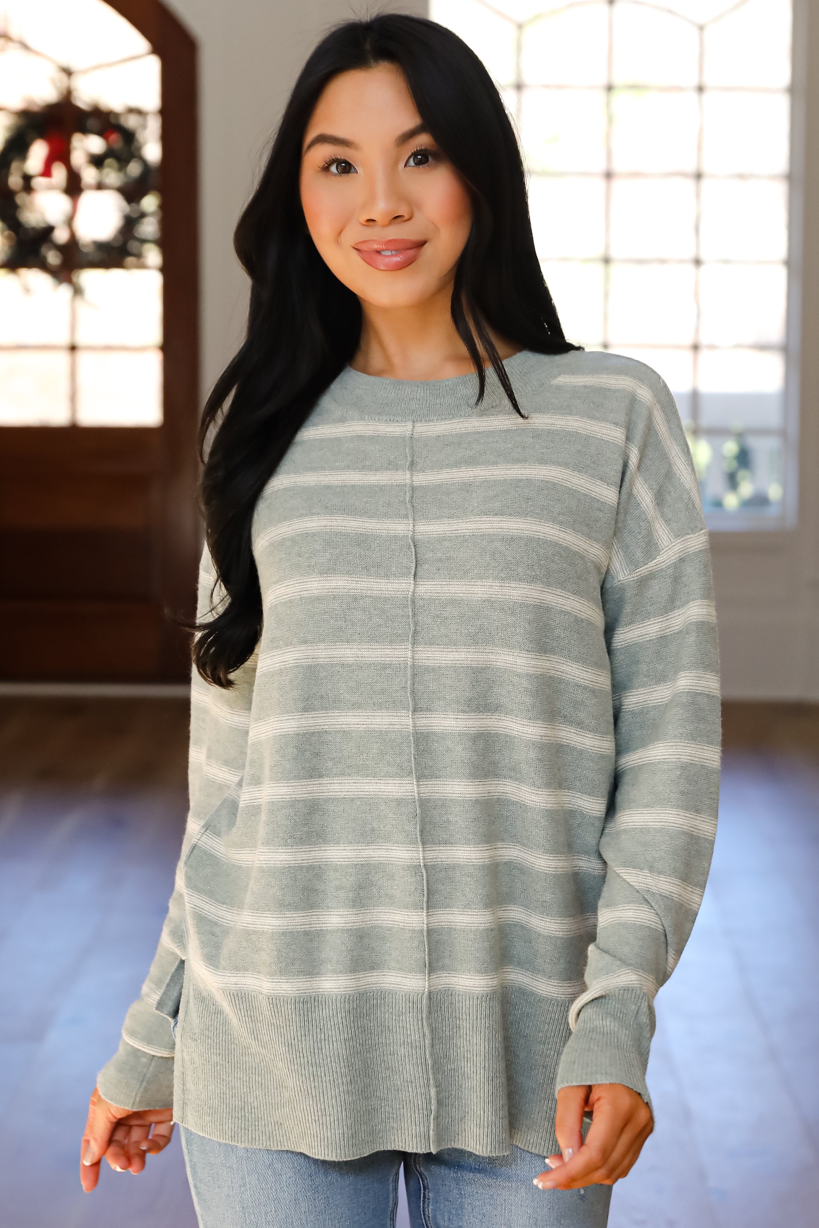 Adorable Simplicity Striped Lightweight Knit Sweater