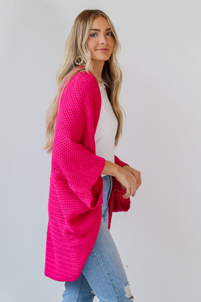 hot pink cardigan