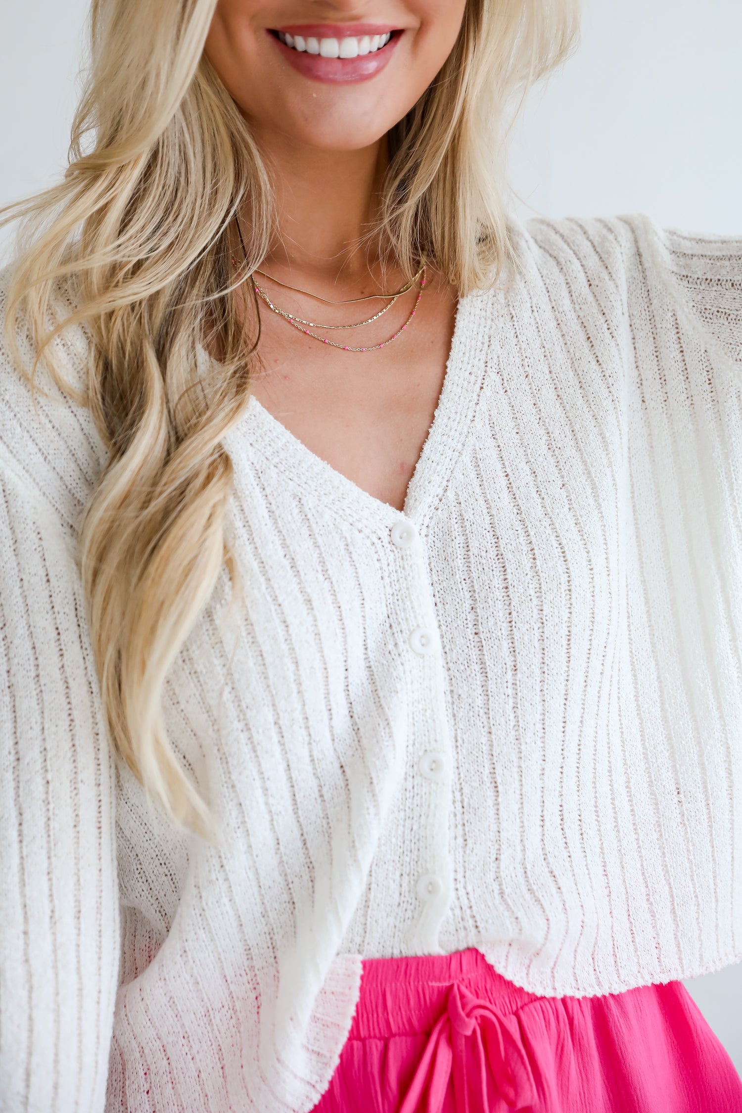 white cardigan top