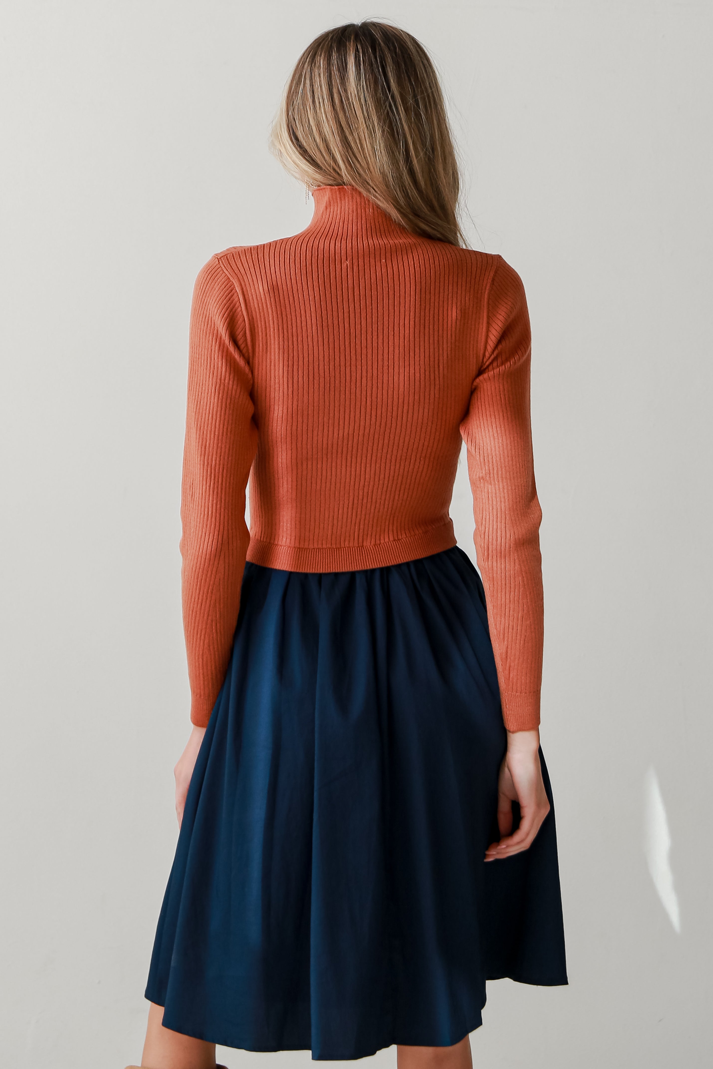 rust Midi Dress back view