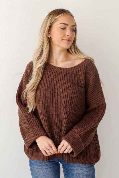 brown Oversized Sweater front view