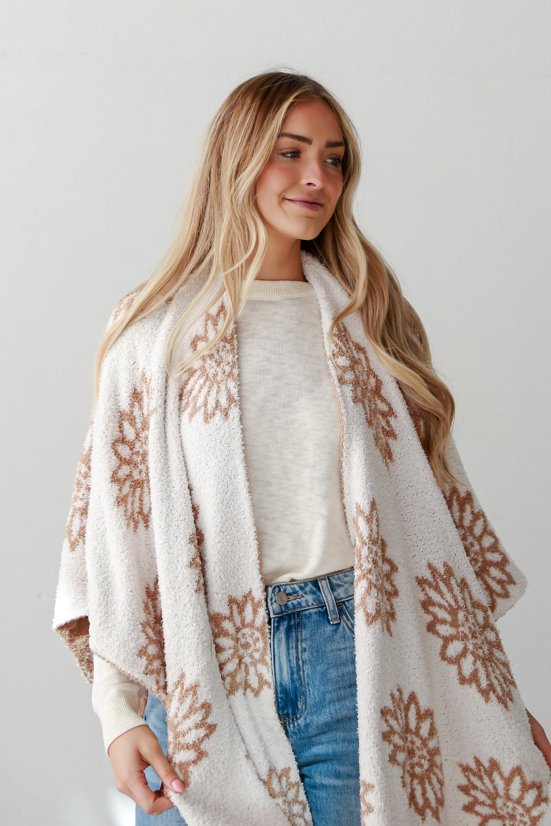 cozy Beige Luxe Knit Shawl