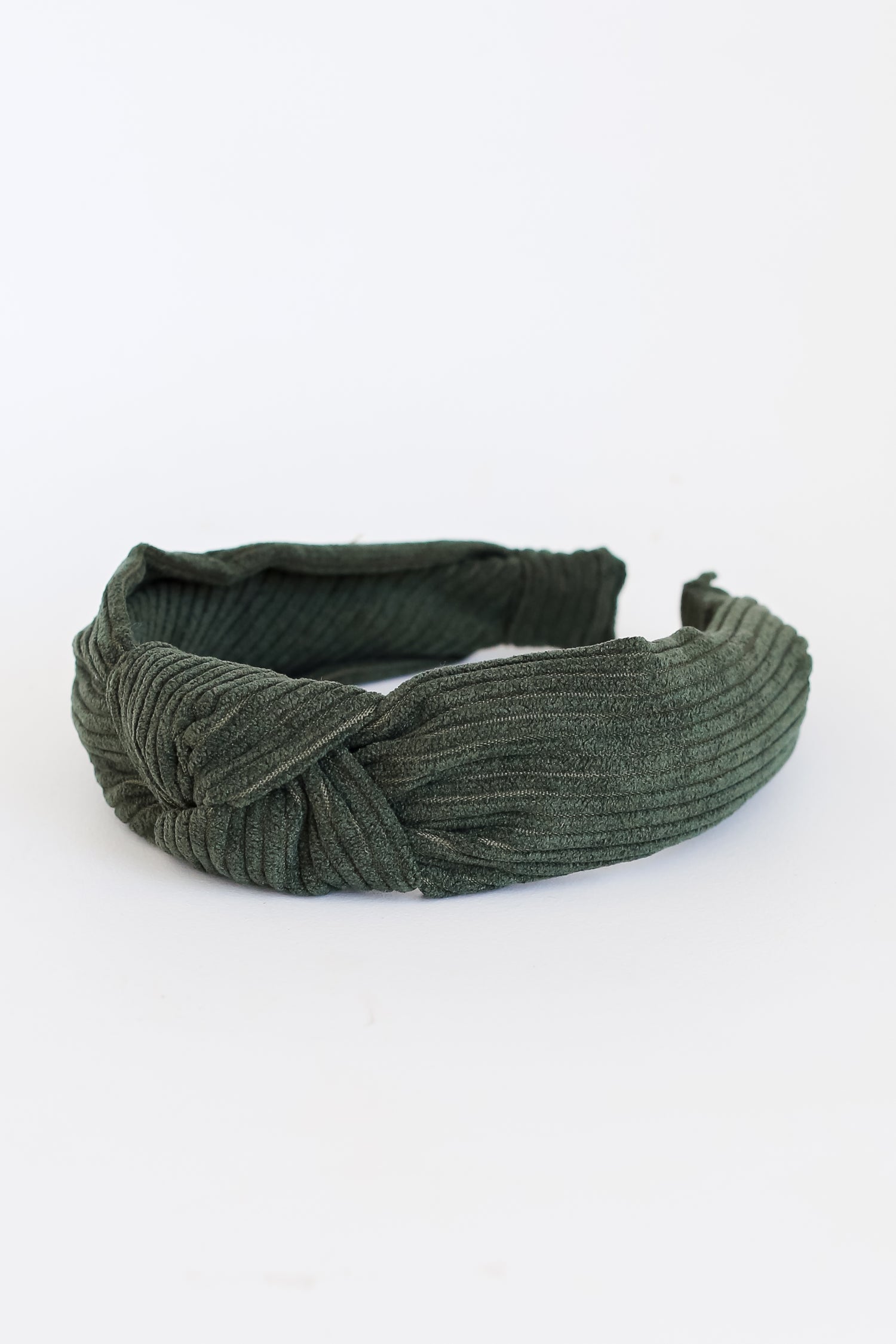 green Corduroy Knotted Headband flat lay