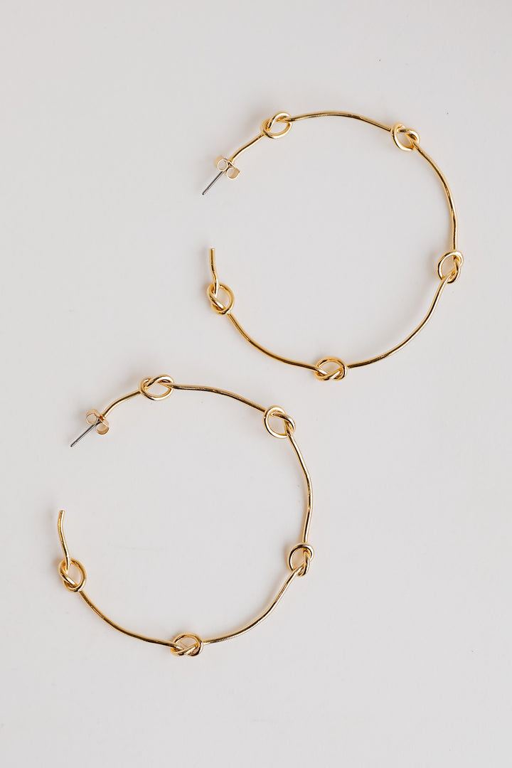 trendy Gold Knot Hoop Earrings