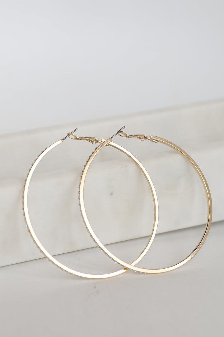 Emery Gold Rhinestone Hoop Earrings