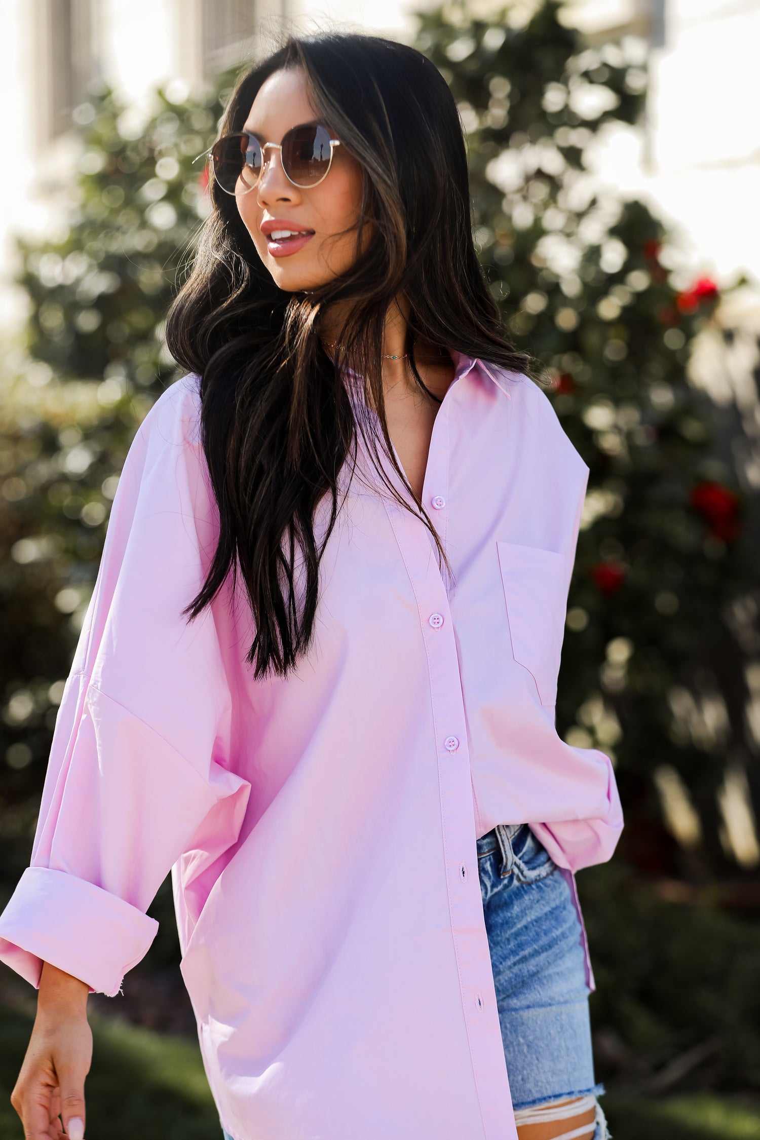 Lavender Button-Up Blouse