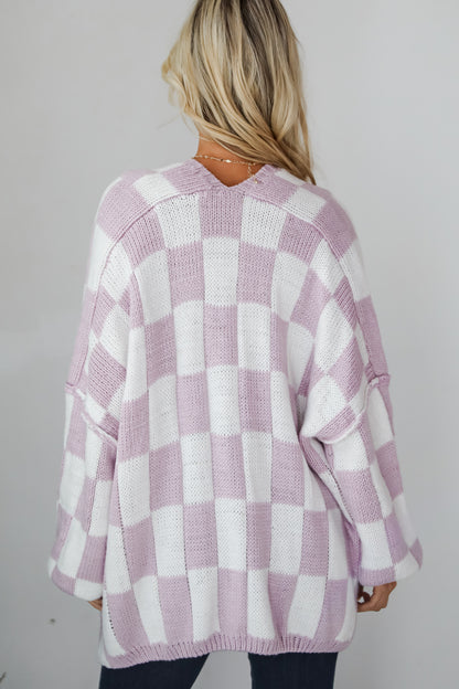 Marvelously Cozy Checkered Sweater Cardigan