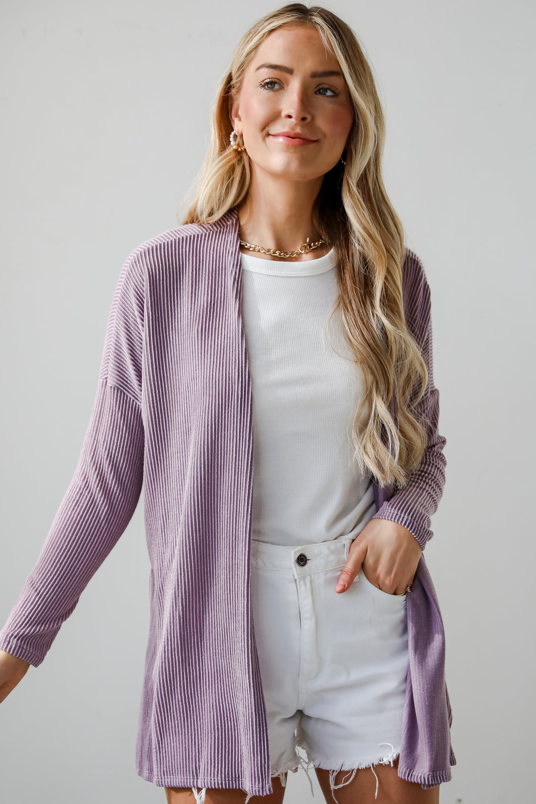 Lavender Corded Cardigan