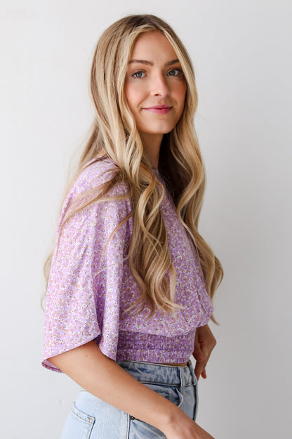 Lavender Floral Blouse for women