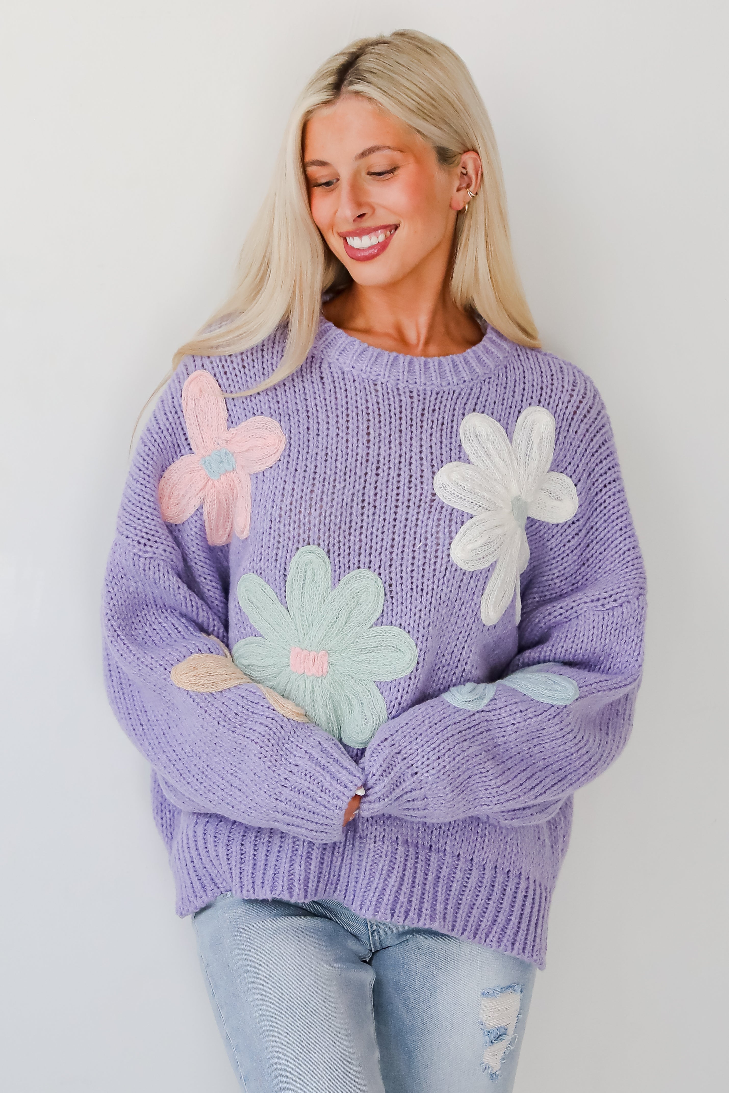 Flawless Impression Lavender Floral Sweater