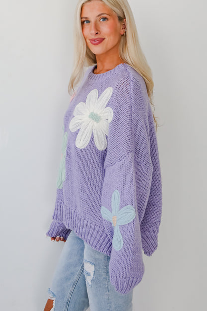 Flawless Impression Lavender Floral Sweater