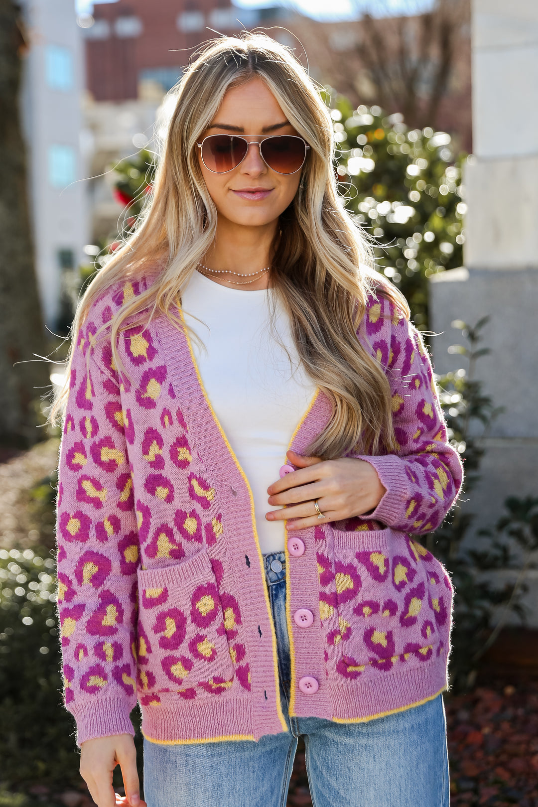 Lavender Leopard Sweater Cardigan