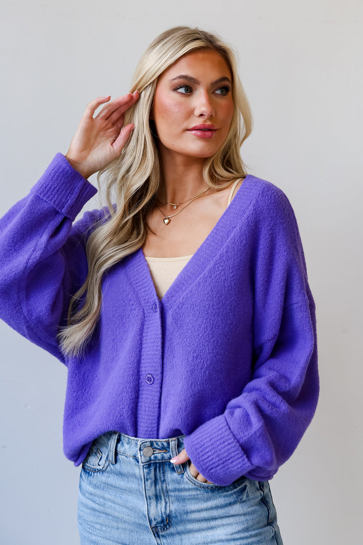 trendy Lavender Sweater Cardigan