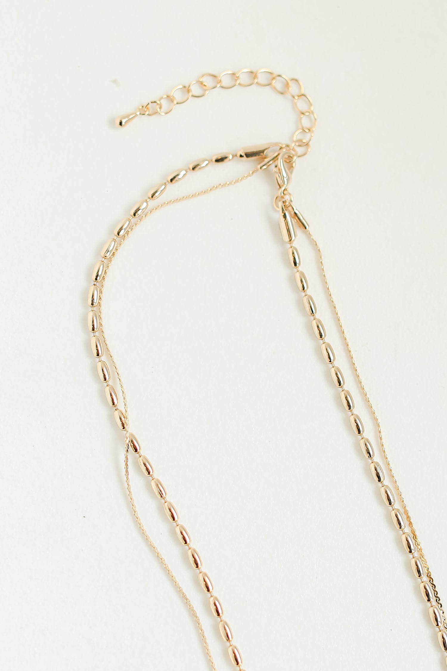 Gold Layered Chain Necklace close up