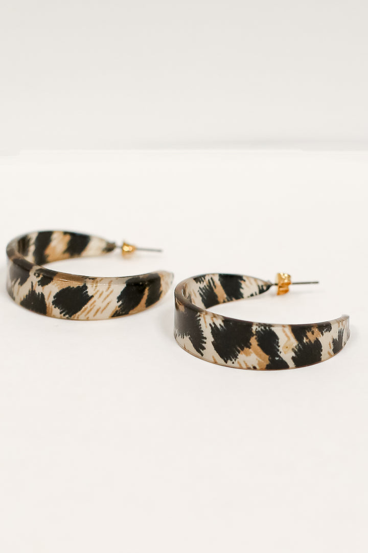 FINAL SALE - Sierra Acrylic Leopard Hoop Earrings