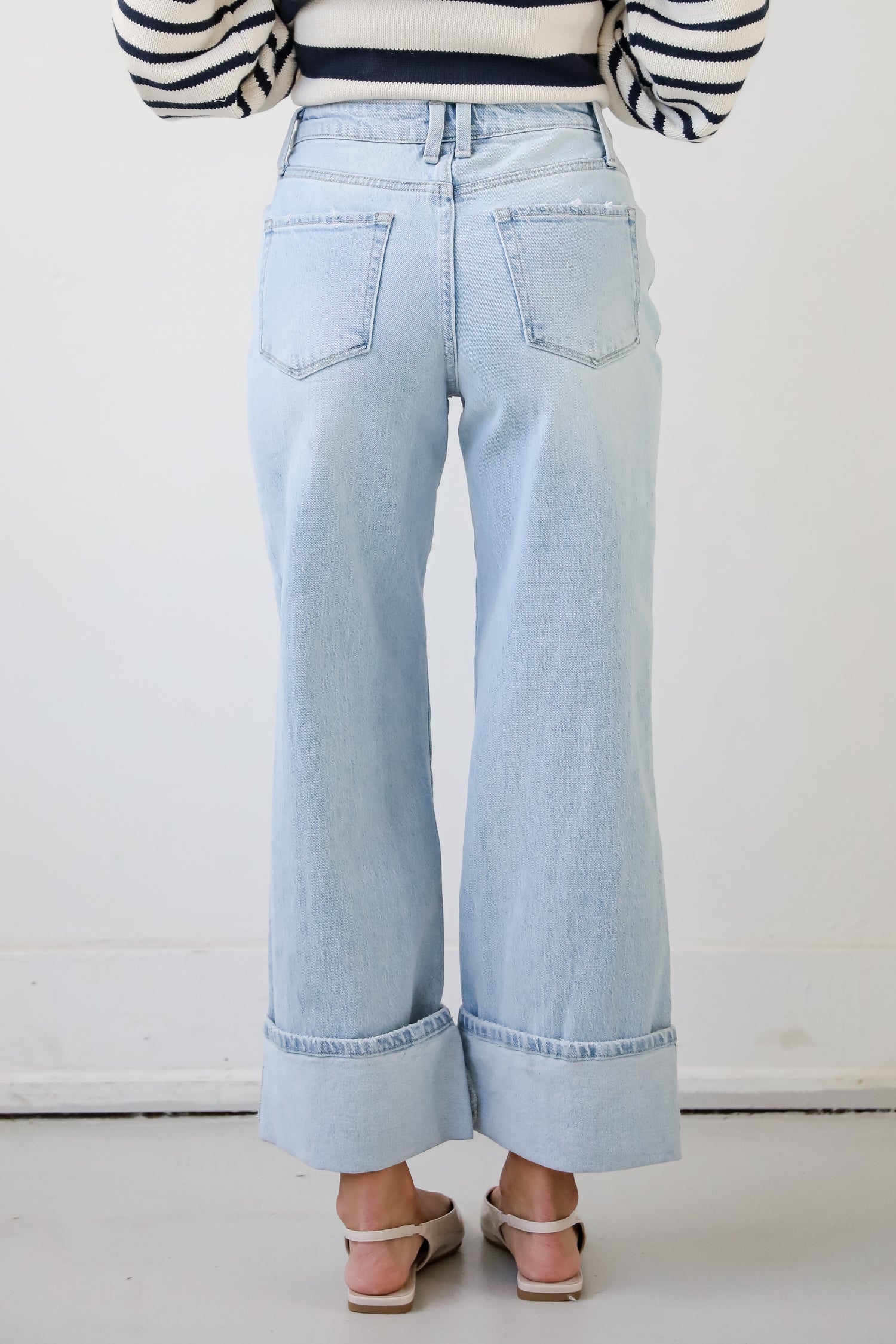 Kris Light Wash Super High Rise Cuffed Baggy Jeans