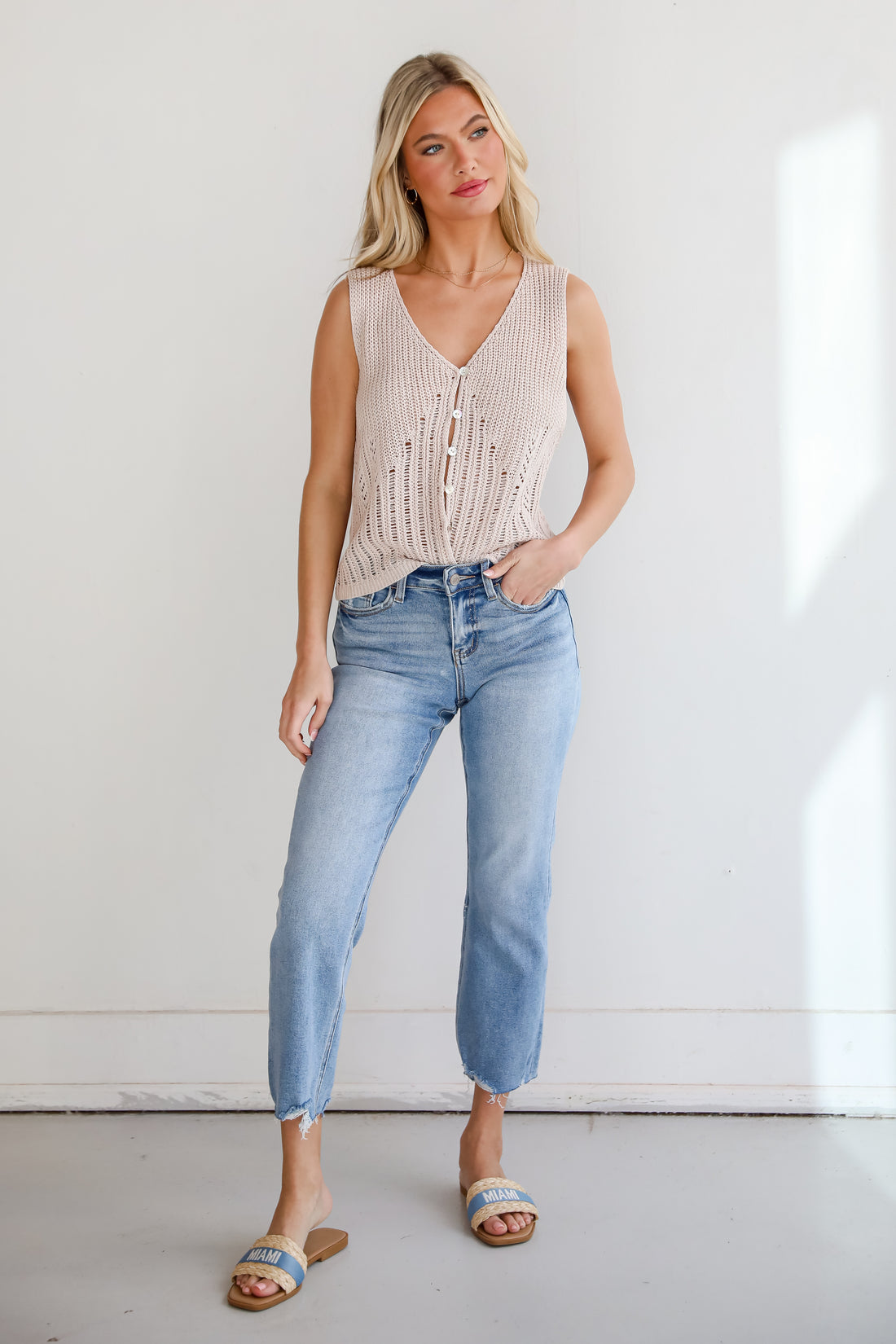 high rise Light Wash Distressed Straight Leg Jeans Vervet Jeans : Regina Light Wash Distressed Straight Leg Jeans. Jeans For Women.