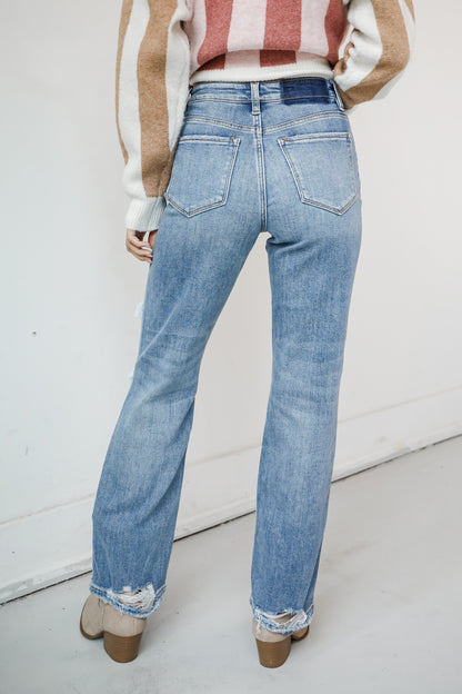 Kendall Light Wash High-Rise Distressed Dad Jeans