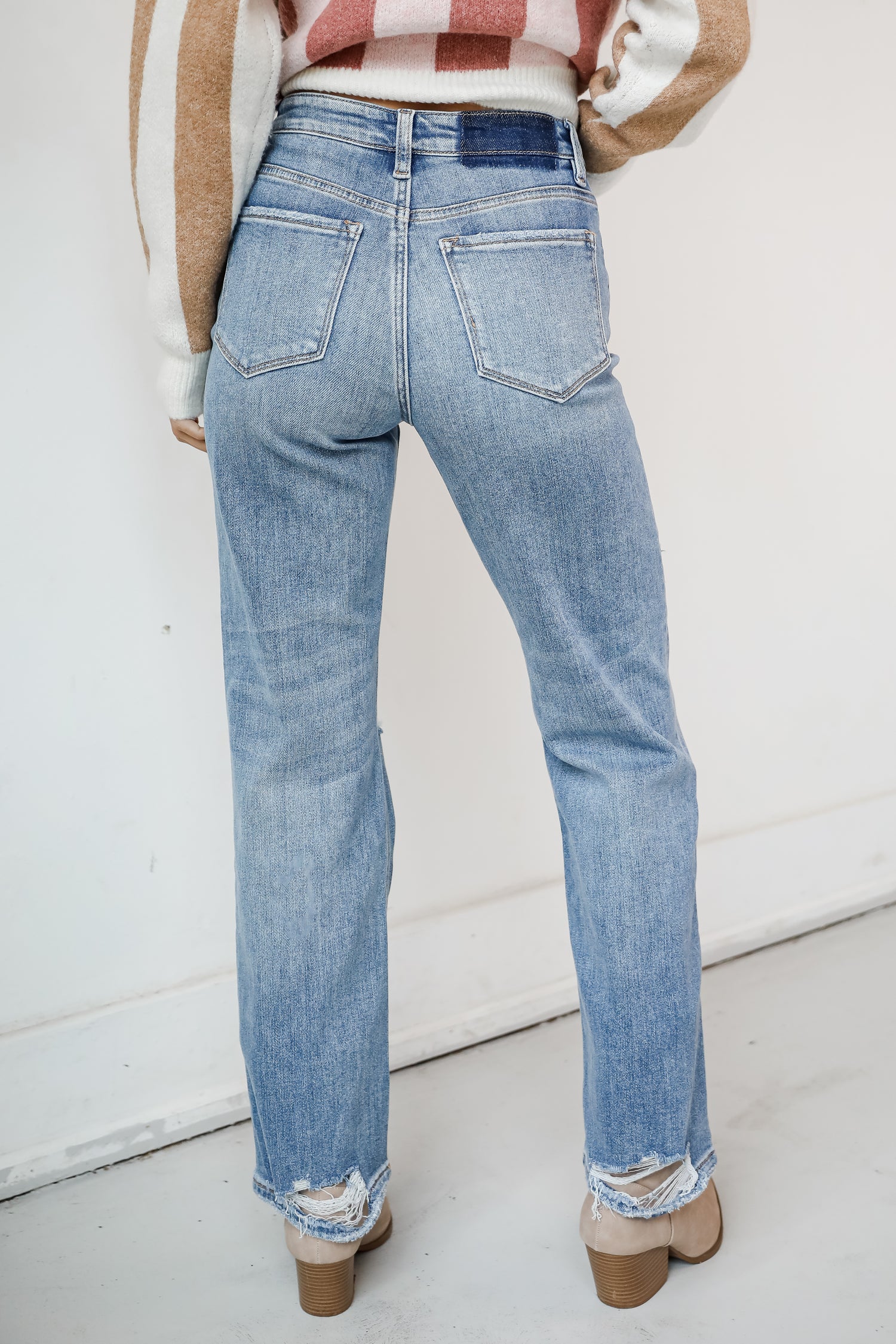 Kendall Light Wash High-Rise Distressed Dad Jeans