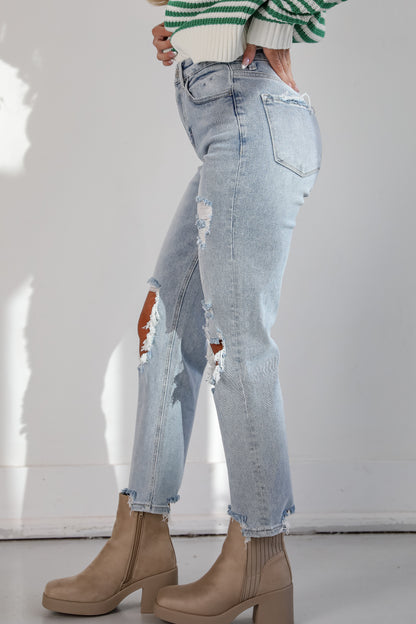 Jodie Light Wash Distressed 90s Vintage Dad Jeans