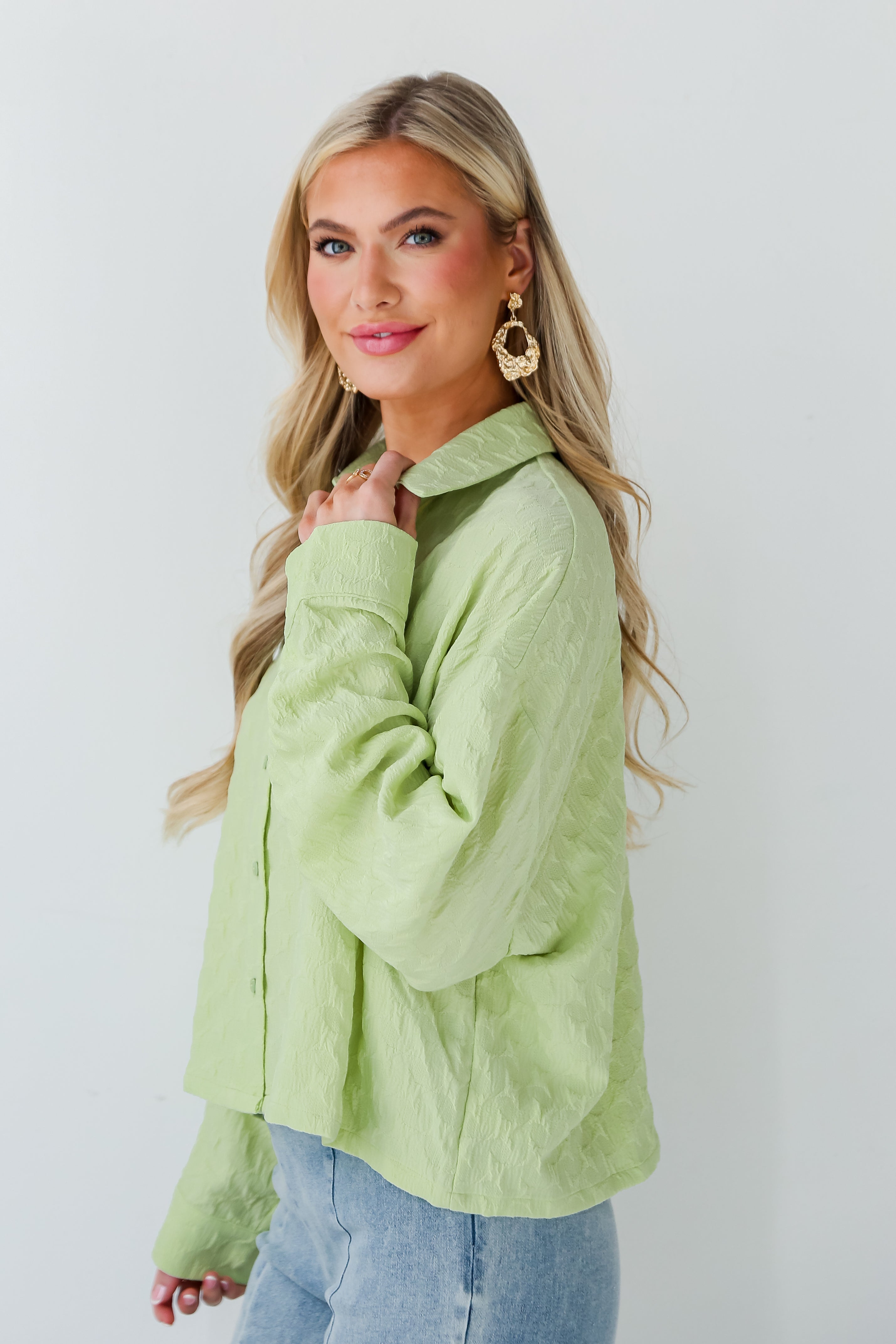 Lime Textured Blouse for women