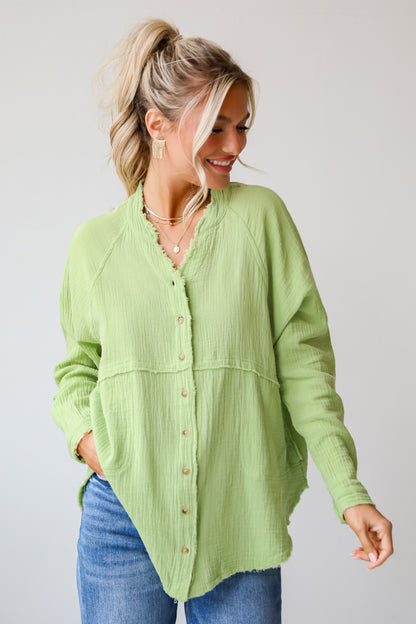 Lime Linen Blouse for women