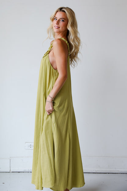 Pleasantly Perfect Lime Linen Maxi Dress