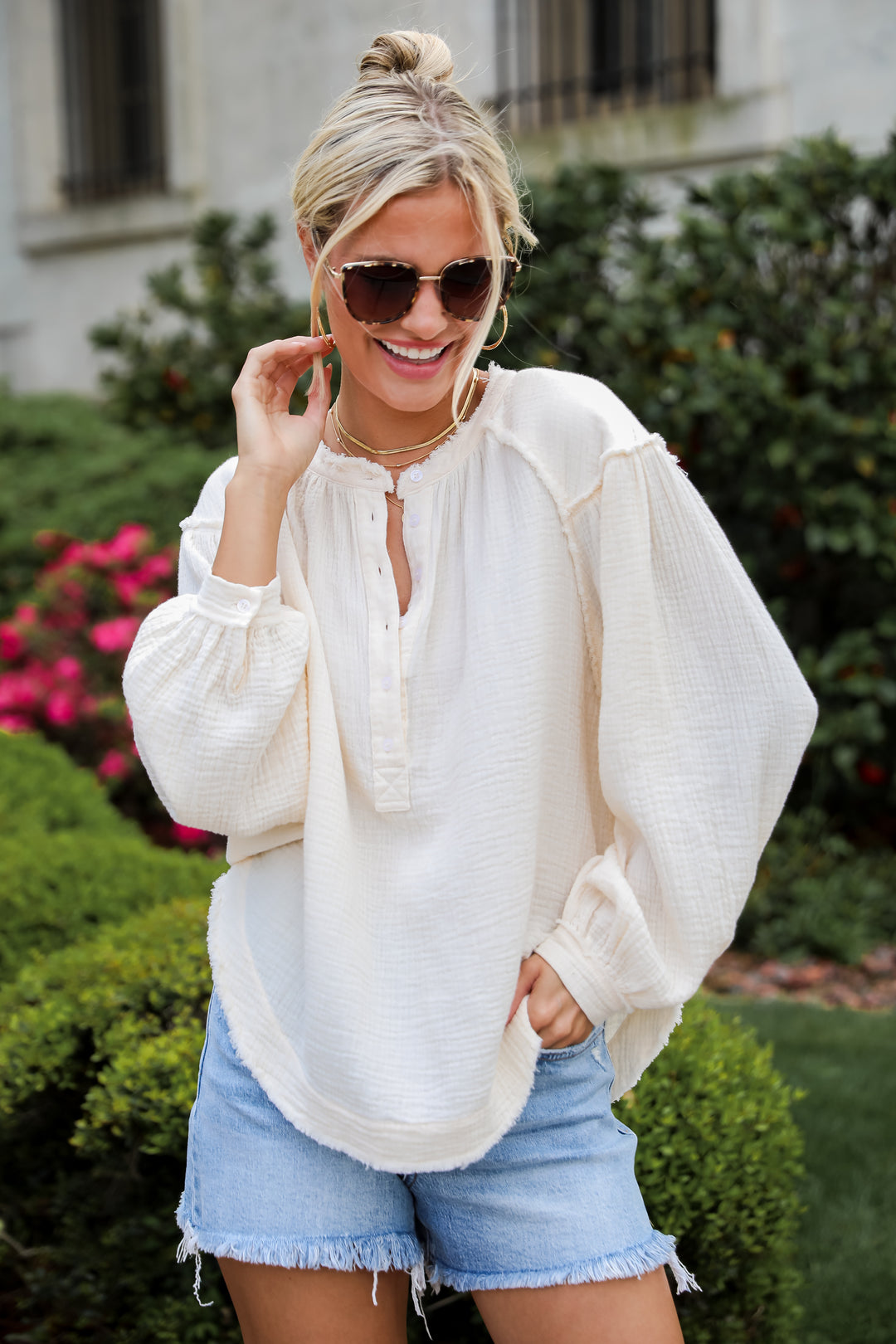 ivory Linen Blouse