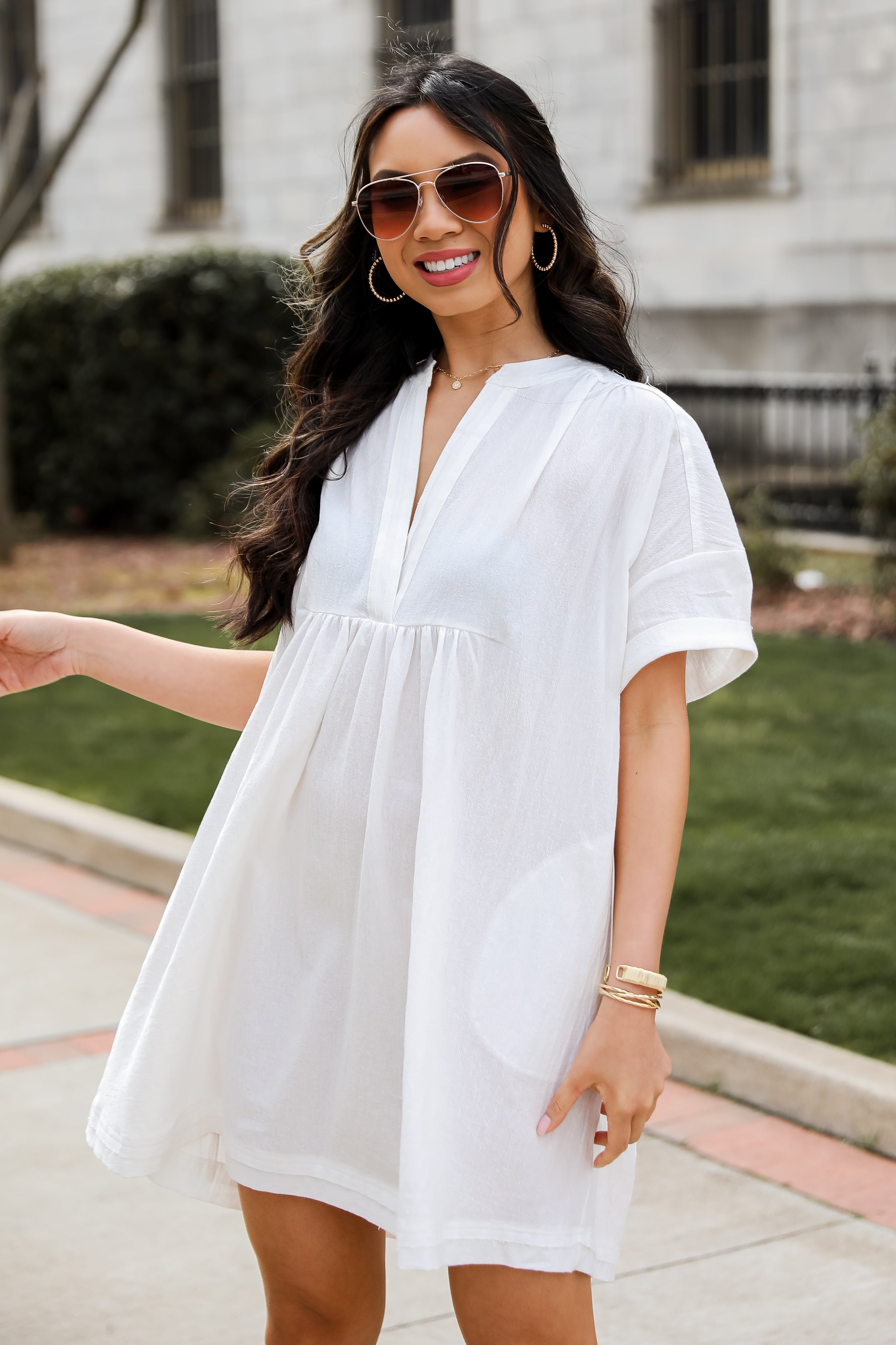 white Babydoll Mini Dress