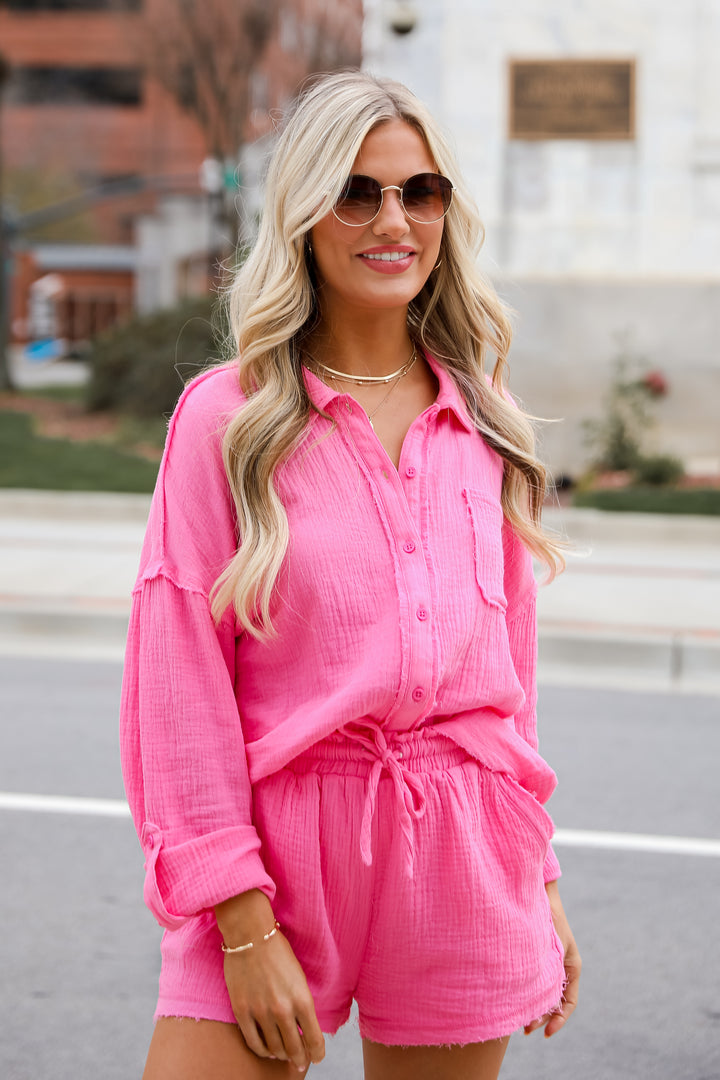 cute pink Linen Shorts