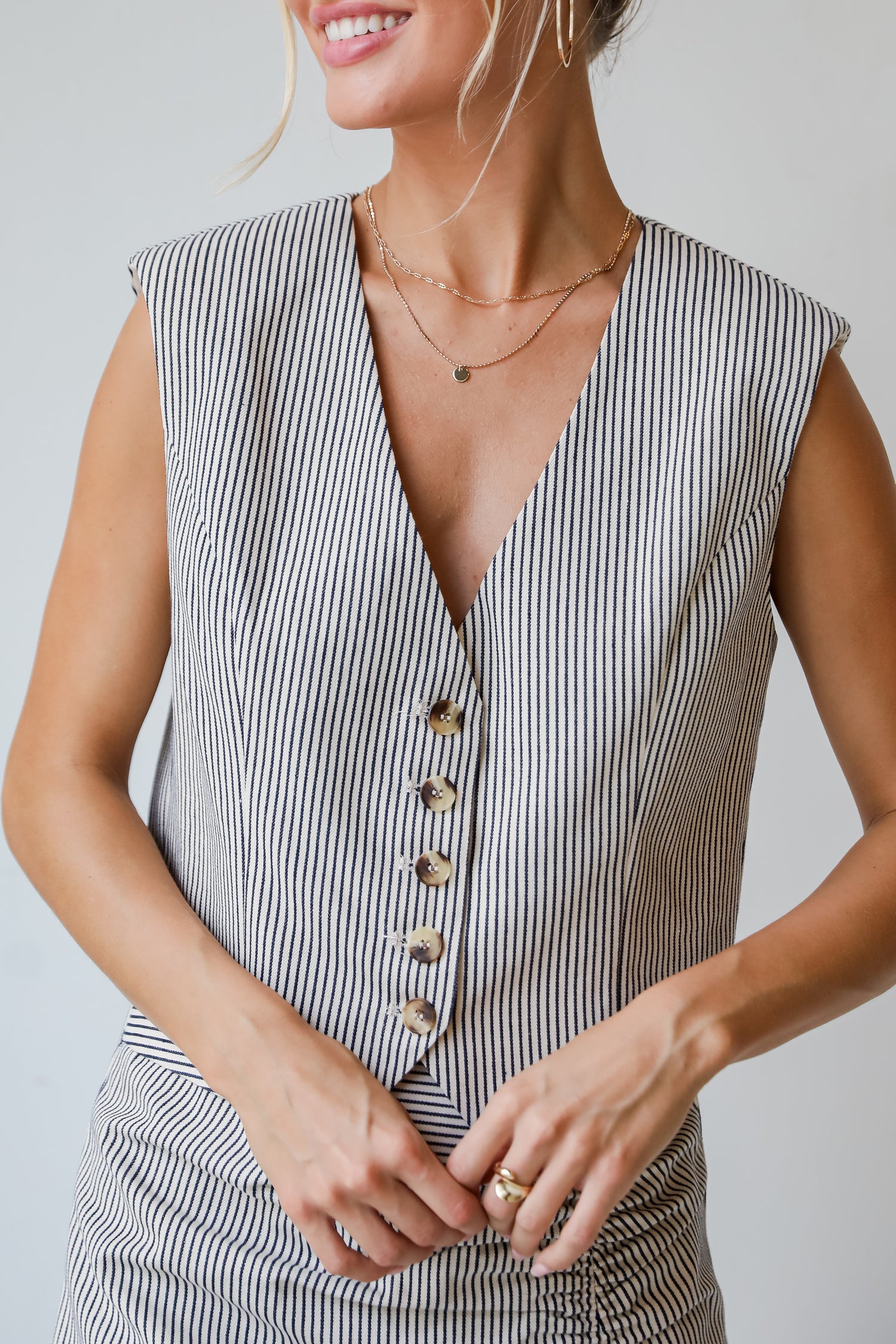 Booked And Busy Natural Striped Vest