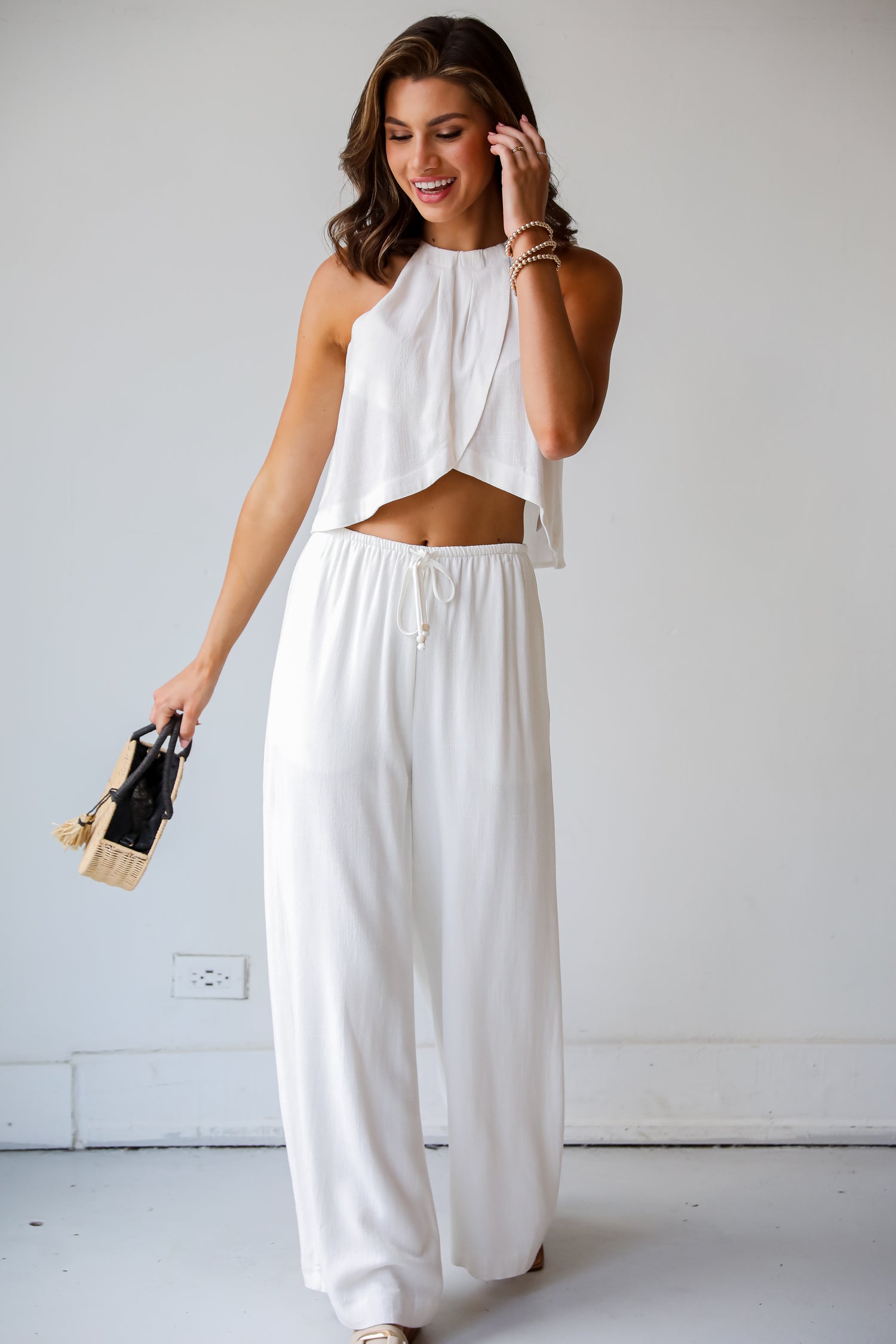 Confident Season Off White Linen Pants