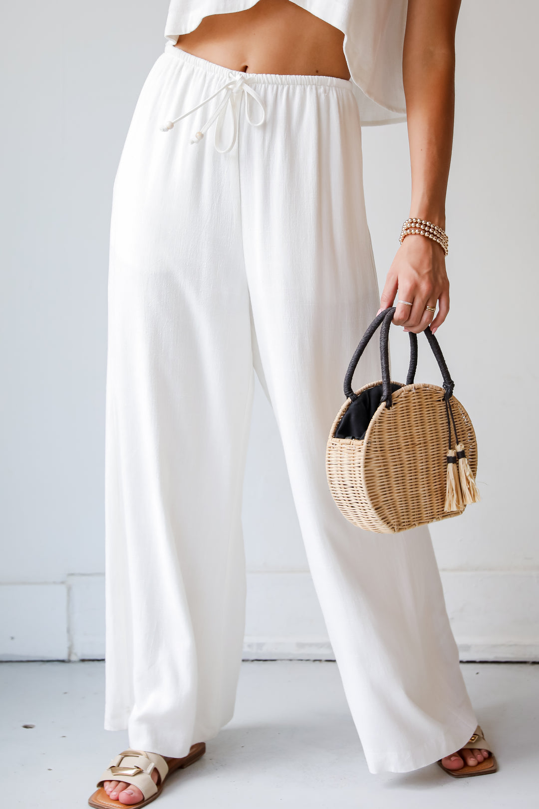 Confident Season Off White Linen Pants