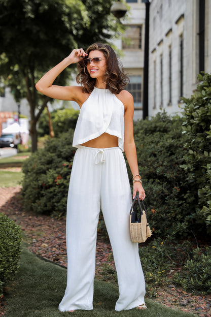 Confident Season Off White Linen Pants