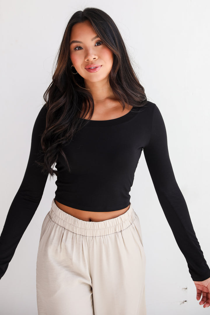 Sloane Everyday Cropped Long Sleeve Top