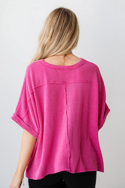 oversized Fuchsia Corded Top