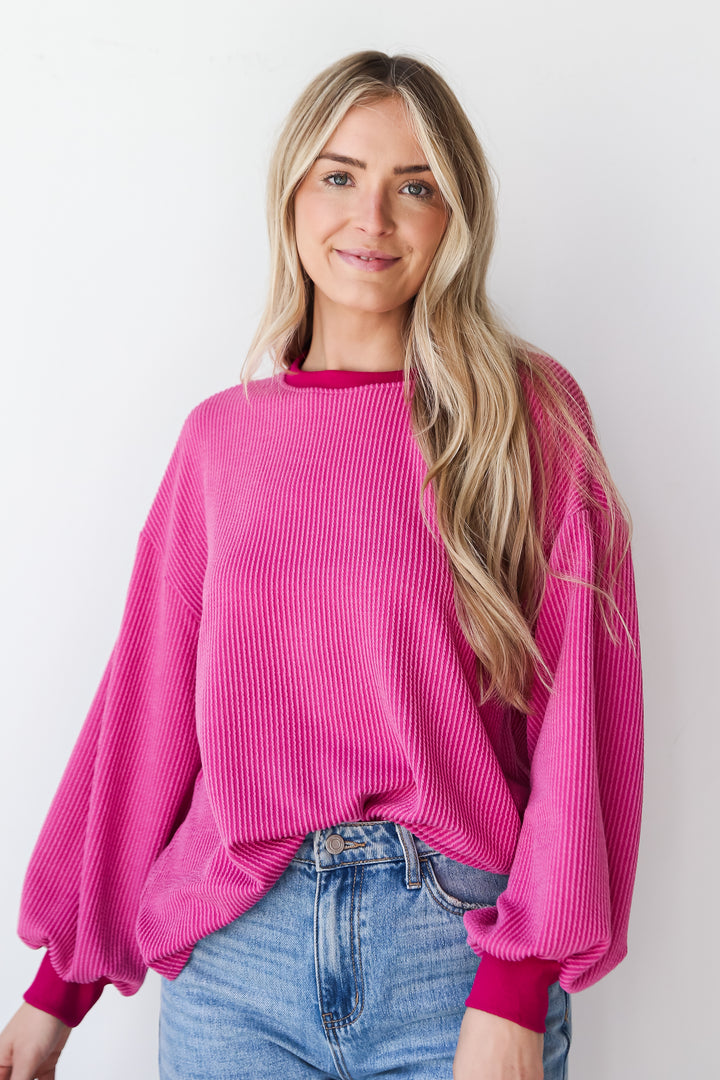 oversized Magenta Corded Top