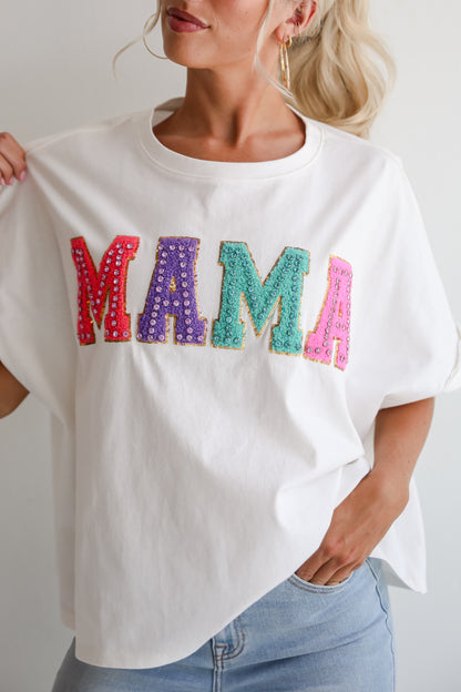 Mama Rhinestone Letter Tee