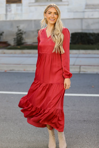 Marsala Tiered Maxi Dress